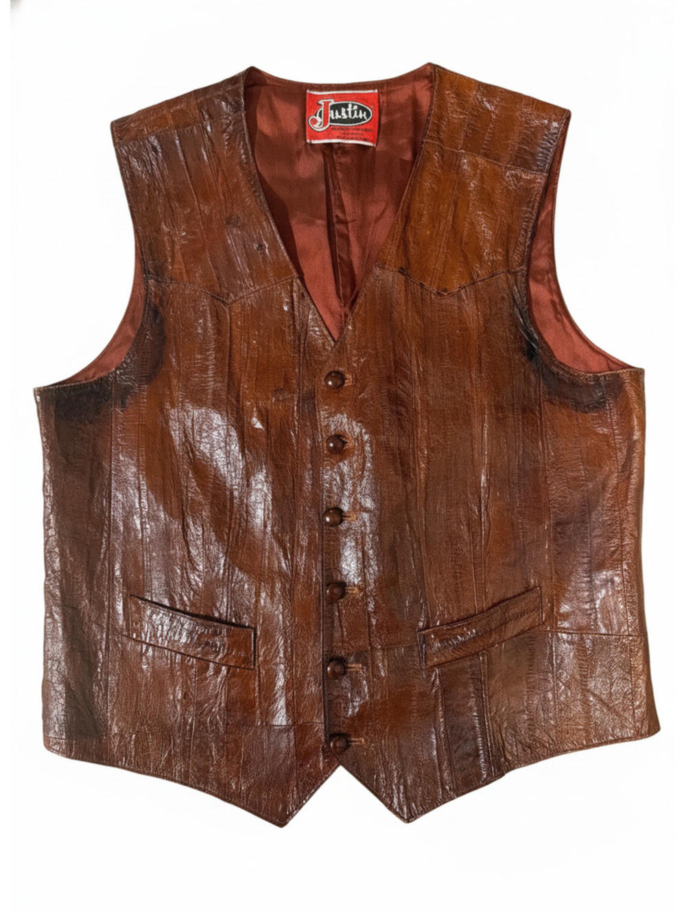 Vintage 90s Justin Brown Leather Vest Size 44